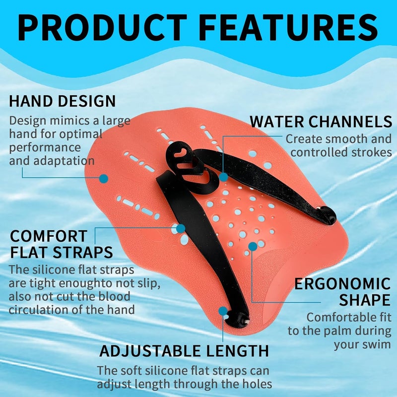 MCSDFN 2 Pcs Swim Hand Paddles, Swim Paddles with Adjustable Straps for Lap Swimming Training Hand Paddles for Novice and Professional Use - Image 5